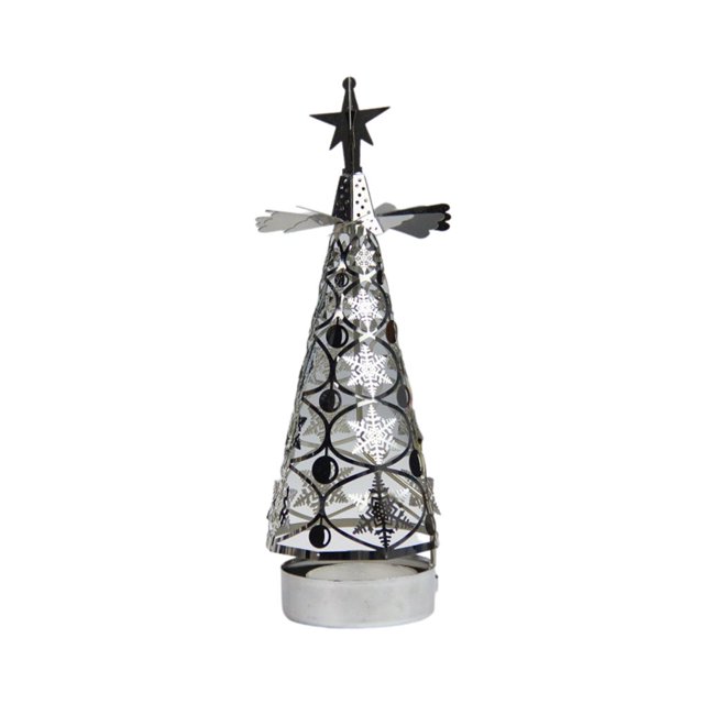 Rotary Tea Light Candle Holder Christmas Tree-shaped Spinning Metal Candlestick Candle Holder Romantic Rotation Decorative Candle Holder Christmas Decoration for Wedding Party Home Deco