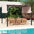 thumbnail image 2 of Gymax Pergola à Toit Plat 10 x 10 Pi avec Auvent Rétractable, Pavillon de Gril Extérieur, Beige, 2 of 10