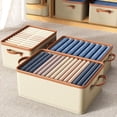 thumbnail image 4 of Clothes Storage Organizer Bins Containers,Cotton And Linen Foldable Storage Box Wardrobe Finishing Oxford Cloth Storage Folding Storage Box Clothing Storage Box, 4 of 5