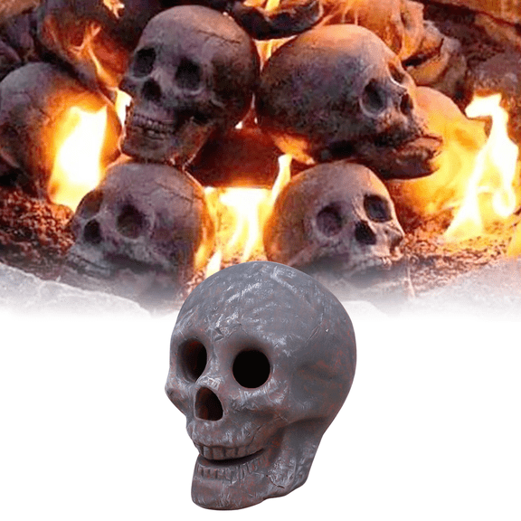 WHEANG Feu en Grès Halloween Feu de Camp Poêle BBQ Décoration Accessoires de Décoration, Jardin Extérieur Barbecue Gril Foyer à Os Croisés Décorations pour Patio Cour