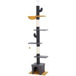 CoSoTower Sol jusqu'au plafond TreeTower avec 90,5"-108" Hauteur réglable, Postes de scratching, Hammock, Condo, Toy Ball, Gris foncé