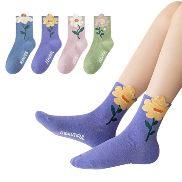 WUANDIXFA Toddler Kids Socks Boys Girls Socks Cotton Sport School Novelty Crew Children Toddler Socks 4 Pairs Gifts for Kids Purple,6-8 Years