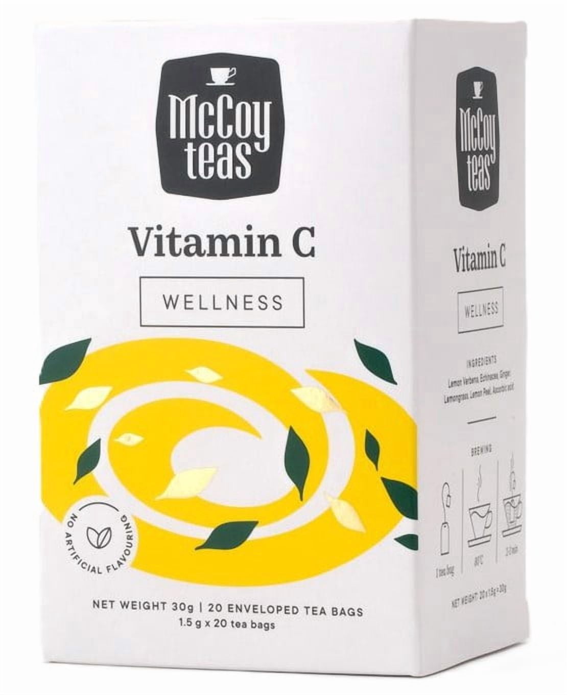 McCoy Teas Vitamin C Wellness Green Tea with Lemon & Ginger, 20 Tea Bags
