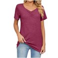 thumbnail image 1 of Timegard Hauts pour Femmes Manches Courtes Col en V Froncé Blouse Confortable Tunique Décontractée à Porter avec des Leggings, 1 of 6
