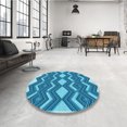 thumbnail image 4 of Ahgly Company Tapis d'Intérieur Ronds Transitionnels Bleus Lavables à la Machine, 5 Pieds Rond, 4 of 7