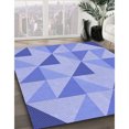 thumbnail image 3 of Ahgly Company Tapis d'Intérieur Lavable en Machine Carré Transitionnel Jeans Bleu, 5 Pieds Carré, 3 of 7