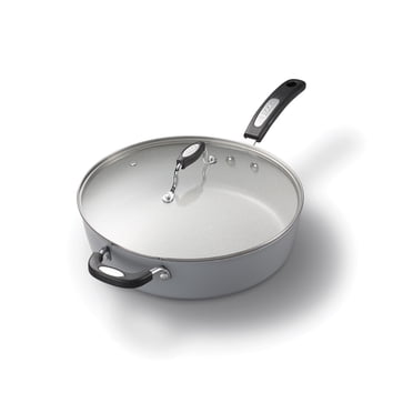 Starfrit The Rock Terra Poêle Profonde 30cm avec Couvercle, Antiadhésive en Céramique, Résistante aux Égratignures, Va au Four & Lave-Vaisselle, Cuisson Saine, Compatible Gaz Électrique