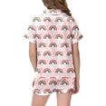 thumbnail image 4 of Rainbow Printed Childrens Short Sleeve Button Down Pajama and Shorts Two Piece Sleep Set for Girls, 4 of 4