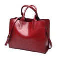 thumbnail image 1 of Elegant Womens Leather Handbag Zipper Closure Big Capacity Purse Bag Satchel Red, 1 of 8