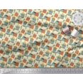 thumbnail image 3 of Soimoi Yellow Silk Fabric Tree & House Architectural Fabric Prints By Yard 42 Inch Wide, 3 of 5