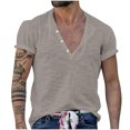 thumbnail image 2 of Chemises pour Hommes, Chemise de Sport à Manches Courtes, Col Rond, Boutons, Couleur Unie, 2 of 6