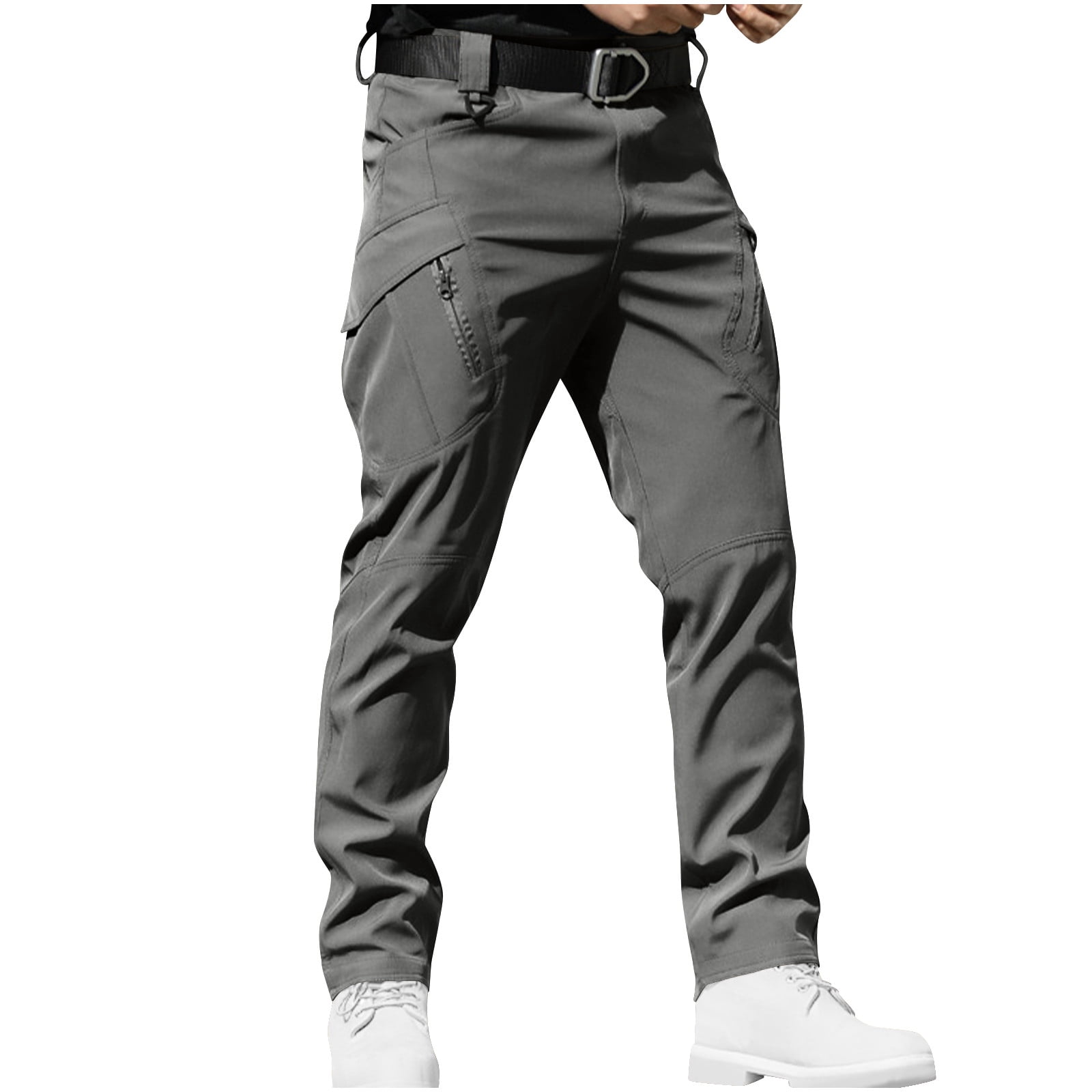 Pantalon de Jogging en Molleton Pantalon de Survêtement pour Hommes Coton Pantalon Cargo Tactique pour Hommes Résistant à l'Eau Léger Pantalon de Randonnée Pantalon de Travail Extérieur avec Multiples Poches (Sans Ceinture)