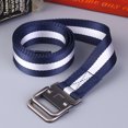 thumbnail image 3 of Men Belt Dual Alloy Buckle All-match Adjustable Webbing Belt Canvas Web Belt, 3 of 9