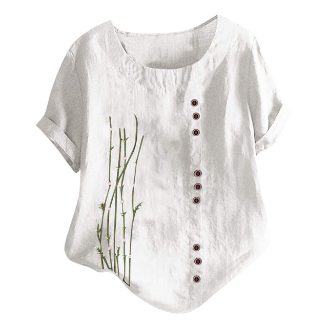 EQWLJWE Chemises pour Femmes Liquidation T-Shirts pour Femmes Manches Courtes Décontracté Col Rond Imprimé Tunique Ample Blouse Hauts