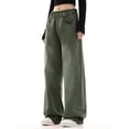 thumbnail image 4 of Bmisegm Jeans à Jambe Droite Ample Taille Haute à Jambe Grand pour Femmes, Vert, P, 4 of 6