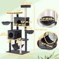 thumbnail image 3 of PawHut 66 Inch Cat Tree with 2 Door Condos, 3 Big Hammocks, Dark Grey, 3 of 10