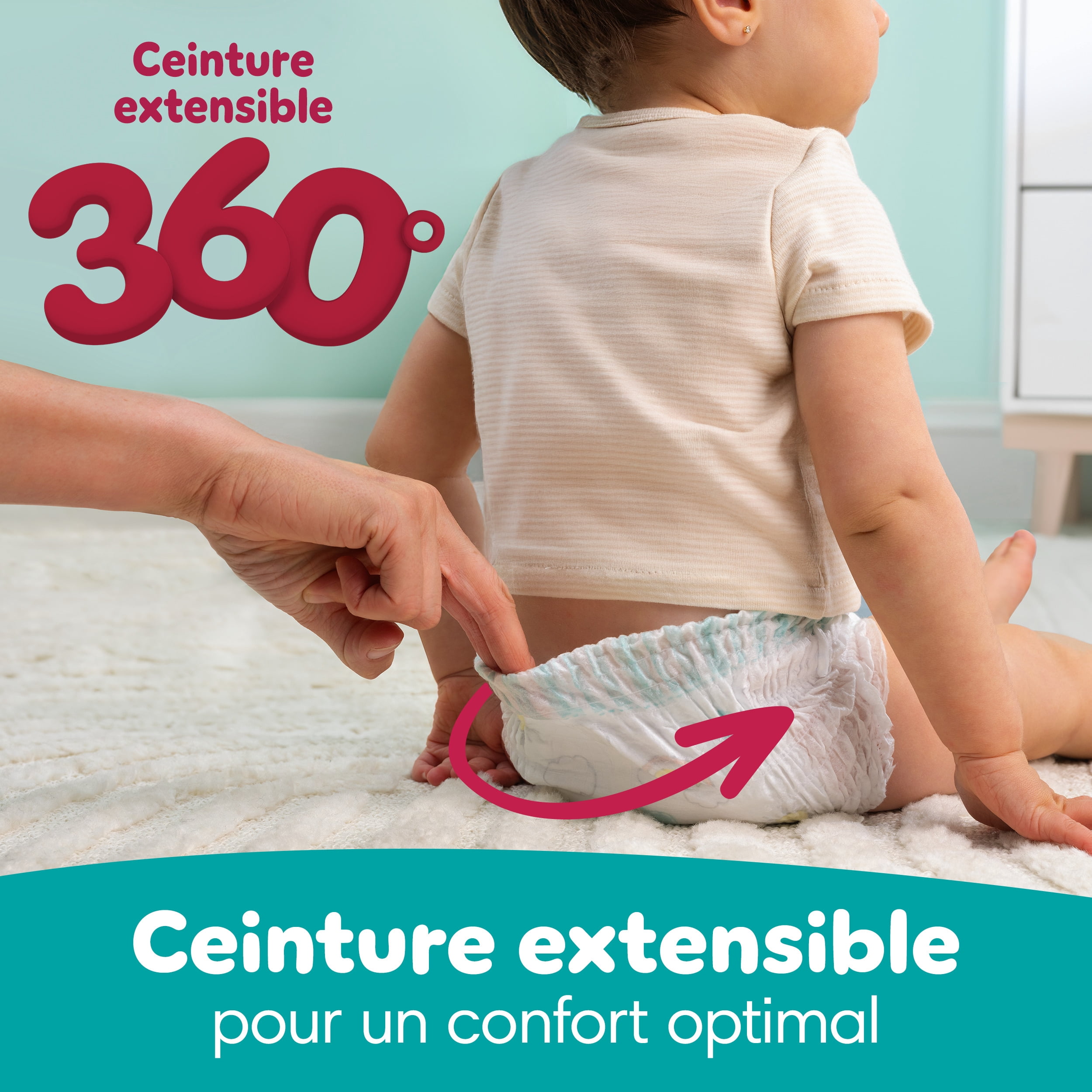 Pampers Couches - Swaddlers 360° - Taille 3, jusqu'à 100 % Anti-Fuites avec Ajustement Sec et Confortable, Onglets Faciles à Enlever Conçus pour des Changements Faciles, Couche à Enfiler