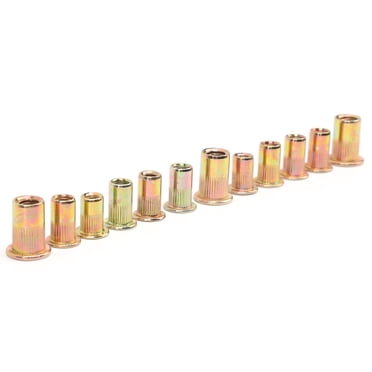 Quincaillerie de Fixation, 150 Pcs Écrous à Rivets en Acier au Carbone Galvanisé Écrou à Rivets Mélangé Fabrication Supérieure