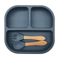 thumbnail image 1 of Hearth & Gear Ensemble de Vaisselle Compartimentée en Silicone pour Table à Manger Plateau de Service pour Aliments avec Porte-Ustensiles Vaisselle de Cuisine Durable pour Repas Napperons Ronds pour Table Assiette Rivière Compagnon Ensemble Napperons Ronds Couleur, 1 of 3