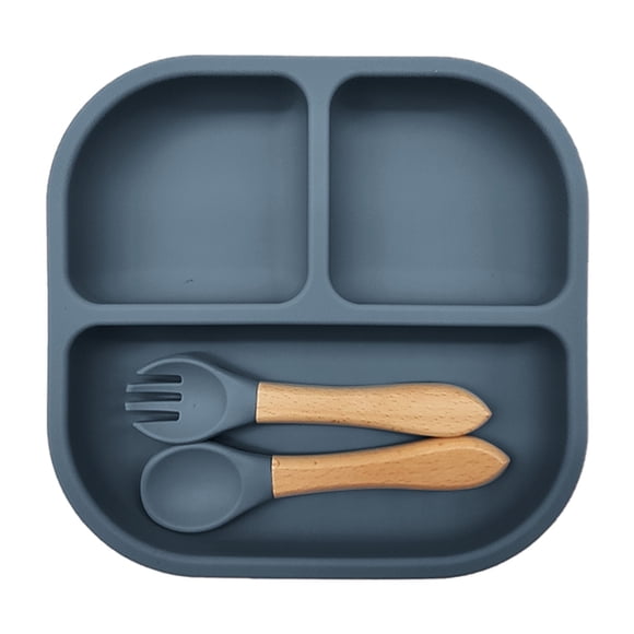 MKHSQHDG Today's Deals Silicone Divided Tableware Set for Dining Table Food Serving Tray with Utensil Holder Durable Kitchen Dish for Meals