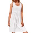 thumbnail image 1 of B91xZ Robe pour Femmes 2024 Décontractée Coupe Ample Évasée Cache-Ventre avec Poches, Blanc P, 1 of 5