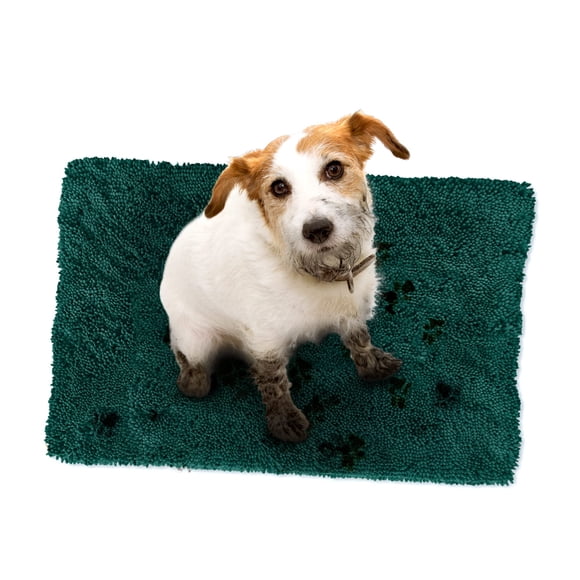 Soggy Doggy Doormat with Plain Design Microfiber Chenille Indoor Wet Dog Mat for Muddy Paws and Drying Ultra-Absorbent Dog Mats for Sleeping and Lounging Evergreen