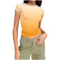 thumbnail image 2 of HongQid Womens Basic Tees Summer Short Sleeve Shirts Slim Fit Tight T Shirt Going Out Tops, 2 of 7