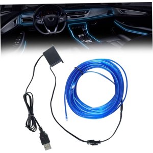 USB-Powered Car LED Strip Lights, Flexible Interior Ambient Lighting with Sound Activation, Blue Customizable Neon Effect, for Cars, Rooms, Parties, and DIY Decor