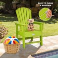 thumbnail image 3 of Gymax Ensemble de 2 Chaises Adirondack de Patio pour Enfants Fauteuil Chaise d'Extérieur Résistante aux Intempéries Vert, 3 of 5