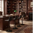 thumbnail image 4 of Bar Stools Set of 2, Height Adjustable Swivel Barstools, Bar Chairs with Backs & Metal Footrest for Home Kitchen, Barstools for Kitchen Dining Reception, PU Leather, Black, 4 of 6