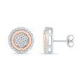 thumbnail image 3 of Boucles d'Oreilles Cloutées en Or Rose et Blanc 10KT avec Diamants Ronds (1/10 cttw), 3 of 4