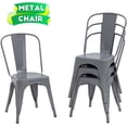 thumbnail image 1 of FDW Dining Chairs Set of 4 Indoor Outdoor 18 Inch Seat Height 330LBS Weight Capacity Restaurant Chair Tolix Side Bar, Gray, 1 of 6