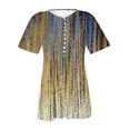 thumbnail image 5 of Pompotops Femmes Mode Décontractée Imprimé Col Rond Ample Manches Courtes T-shirt Haut Blouse Chandail Liquidation, 5 of 5