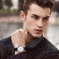 thumbnail image 3 of Classic Roman Numeral Dial Men's Wristwatch with Calendar Function and Trendsetting Leather Strap for, 3 of 4