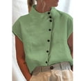 thumbnail image 2 of Birdeem Chemise Décontractée d'Été pour Femmes Mode Ample Bouton Coton Lin Col Montant, 2 of 6