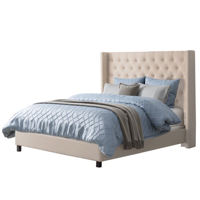 Fairfield King Bed with Tufted and Winged Headboard