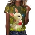 thumbnail image 2 of EGNMCR Easter Chemises pour Femmes Chemises Easter Imprimé Femmes T-shirt Décontracté Easter Imprimé Col Rond Manches Courtes Chandail Blouse Hauts T-shirt pour Femmes, 2 of 5