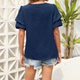 thumbnail image 4 of FAIWAD Women's V Neck Ruffle Tops Summer Flowy Short Sleeves Blouse Loose Casual Dressy Work Tops, 4 of 4