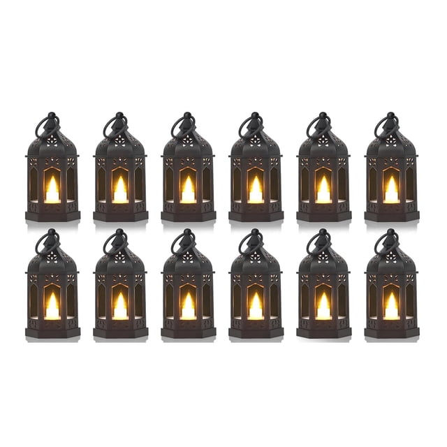 Ruiboury 2pcs/set Set Mood Flickering Candlelight Of Black Lanterns Size Innovative black-12PCS 3Set