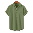 thumbnail image 2 of JIUKE Plus Size Shirts for Men Short Sleeve Button down Shirts Lapel Solid Color Loose Summer Vacation Blouses, 2 of 7