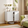 thumbnail image 2 of HOMCOM Buffet avec Portes Cannelées, Armoire Buffet Moderne de 32 Pouces, Blanc, 2 of 10