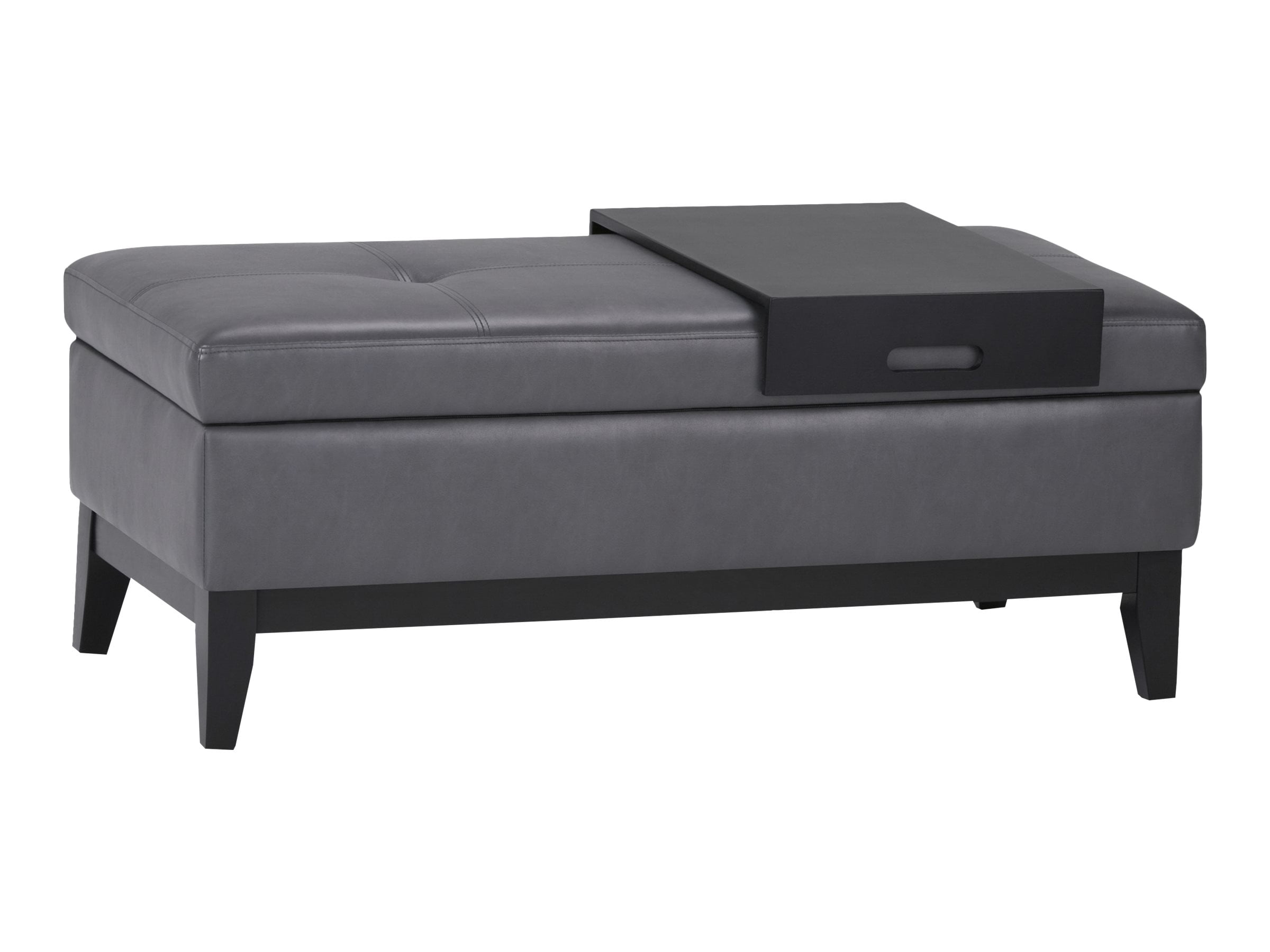Oregon Banc Ottoman Rectangulaire de Rangement 42 Pouces L avec Plateau en Similicuir Gris Pierre