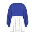 thumbnail image 3 of Womens Oversized Sweatshirt Dress Long Flowy Patchwork Pullover Tops Cute Drop Shoulder Sweatshirts Fall Long Sleeve Mini Dress Teen Girls Crewneck Solid Tunic Pleated Loose Clothing Beig, 3 of 4