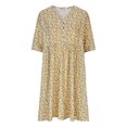 thumbnail image 4 of Jusqu'à 65 % de Rabais! Robes d'Été à la Mode pour Femmes 2024 Grande Taille Col en V Uni Courte à Boutons Douce Tenue Florale, 4 of 6