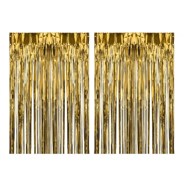 Abbracc 2 Pcs Rideaux à Franges en Aluminium Décoration pour Célébration Fête Scène Performance Or