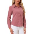 thumbnail image 4 of INSPIRE CHIC Chemise de Travail à Manches Longues à Boutons pour Femmes TP Rose Foncé, 4 of 5