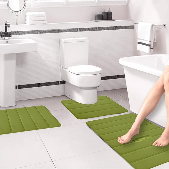 EQWLJWE Summer Savings!Bathroom Rugs Sets 3 Piece Memory Foam,Soft Absorbent Memory Foam Bath Mats Set,Dry Fast Bath Mat,Machine Washable Bath Rug Set for Bathroom