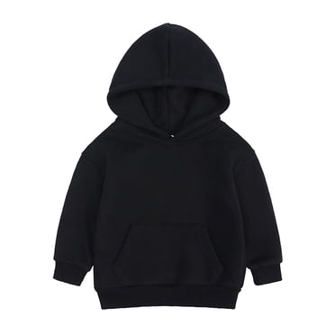 GPOECD Chandail Molletonné à Enfiler pour Tout-Petits Garçons Filles, Chandail à Capuchon à Fermeture à Glissière pour Tout-Petit, Uni, Plus, Haut à Capuchon pour Bébés, Noir, 12-24 Mois
