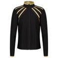 thumbnail image 1 of Doomiva Kids Girls Figure Skating Rhinestones Jackets Athletic Jacket Sweatshirts Ice Skating Gym Training Tops Gold 6, 1 of 7