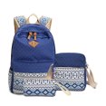 thumbnail image 2 of QualitChoice 3 Pieces Canvas Backpack Shoulder Organizer Set Large Capacity for Zipper Ethnic Style School Bags Causal Adjustable Travel Bag Blue, 2 of 6